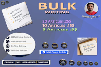 write original bulk articles on any topic