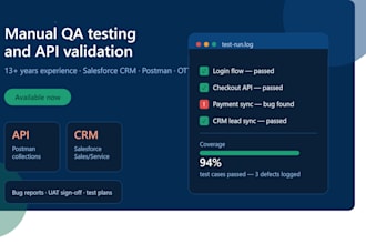 work as QA for web apps, salesforce CRM, API, ai products
