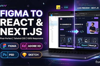 convert figma to react, next js, tailwind css or responsive html