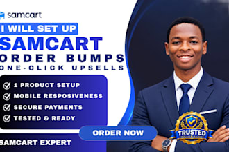 set up samcart order bumps and one click upsells
