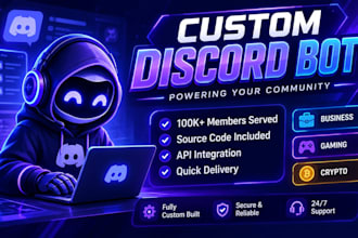 custom discord bot, discord shop bot, server bot, gaming, crypto, ai automation
