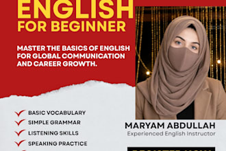 teach you english for beginners, speaking, grammar and vocabulary