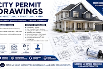 architect city permit drawing floor plan, adu, garage, deck, patio porch sunroo