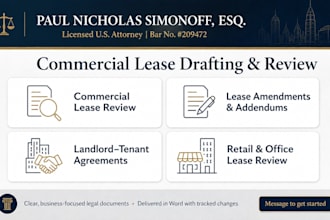 review your commercial lease agreement as a licensed US attorney