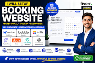 setup webflow bubble softr flutterflow  duda godaddy squarespace booking website
