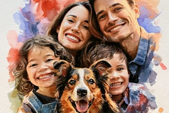 custom watercolor family portrait