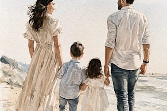 create a watercolor family portrait