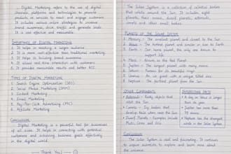 do neat and professional handwritten notes
