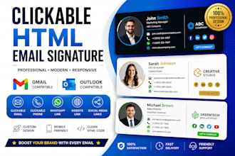 design a clickable HTML email signature for gmail and outlook