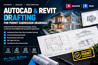 do autocad and revit drafting for permit submission drawings