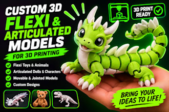 make 3d flexi toy 3d articulated model 3d bjd doll flexi animal for 3d printing