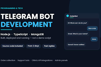 develop a custom telegram bot in node js and typescript