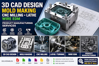 do 3d cad design, mold making, cnc milling, lathe, wire edm and product manufact