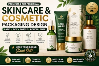 skincare packaging, cosmetic package, bottle label, product label design