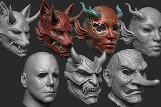 design wearable cosplay mask halloween mask oni mask helmet stl for 3d printing