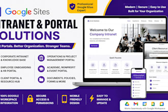 build a google sites intranet, employee portal, client portal or knowledge base