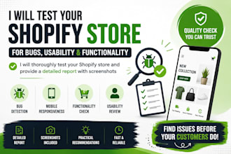 test your shopify store for bugs, usability and functionality