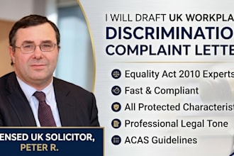 draft a legally binding UK workplace discrimination grievance letter