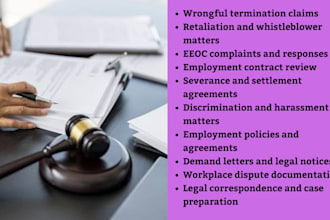 employment lawyer for wrongful termination, retaliation, contract review, eeoc