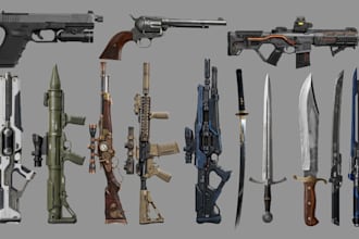 design cosplay weapon, swords, gun, anime or superhero props stl for 3d printing