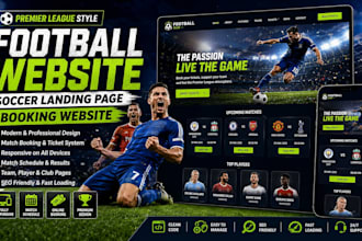 create premier league soccer landing page football sport booking website