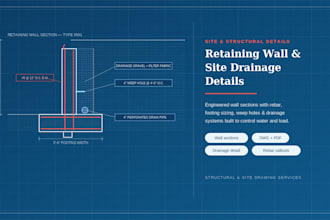 design structural retaining wall and site drainage details