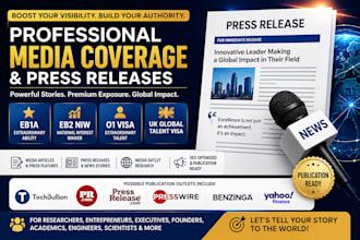 write and publish media press coverage for eb1 eb2 and UK global talent