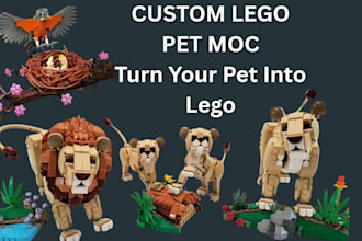 do custom 3d lego pet design animal moc with step by step building instructions