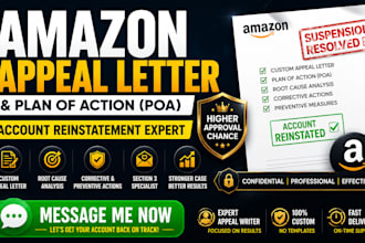 write amazon appeal letter and poa for account reinstatement