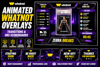 design animated whatnot overlays transitions and obs scoreboards