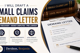 draft a small claims demand letter for debt recovery and money disputes