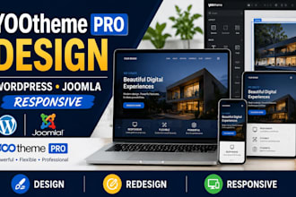 design  responsive website with yootheme pro for wordpress or joomla