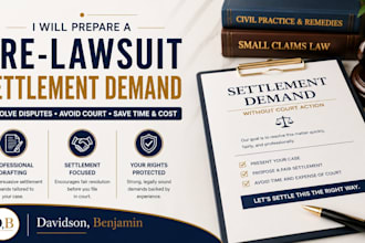 prepare a pre lawsuit settlement demand for small claims disputes