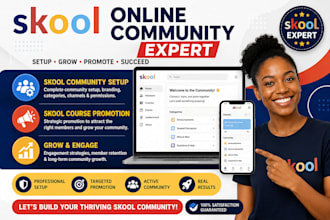 skool community promotion, skool online community setup, and course promotion
