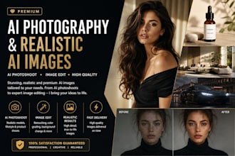 create premium ai photography and realistic ai images, ai photoshoot, image edit