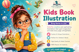 draw awesome kids book illustration, kids book, children story book illustration