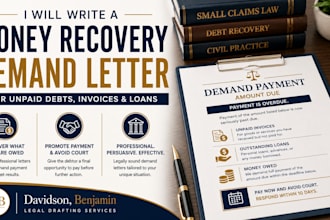 write a money recovery demand letter for unpaid debts invoices and loans