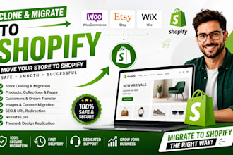 clone shopify migration woocommerce etsy wix to shopify website store migration