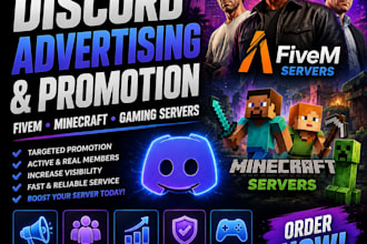 discord advertising, discord promotion, fivem minecraft, gaming server promotion