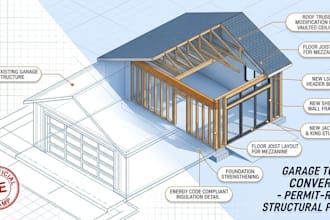 provide garage conversion engineering and structural plans for city permit