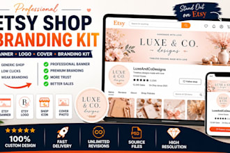 design high converting etsy banner, etsy shop logo and branding kit