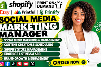 do shopify pod store social media marketing manager etsy pod printful printify