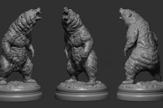 create bear sculpture, animal anatomy,monster and creature 3d modeling in zbrush