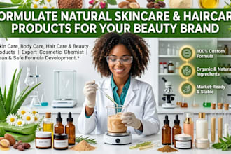 develop formulas for cosmetics formulation, skincare, haircare, organic product