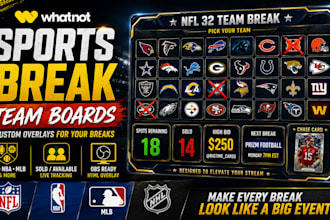 design whatnot sports card break overlays and team boards