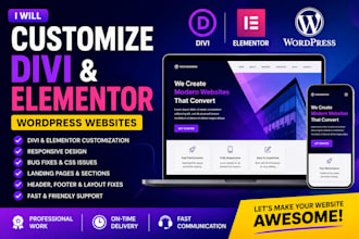 customize divi and elementor wordpress websites