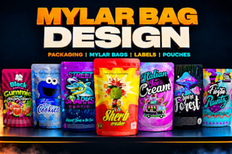 design premium cbd label, weed pouch, mylar bag, cannabis packaging