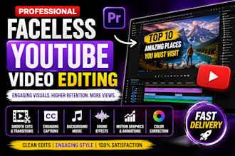 professionally edit faceless youtube videos with engaging visuals