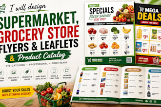 custom supermarket, grocery store flyers and leaflet design, product catalog