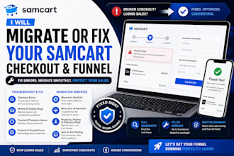 migrate or fix your samcart checkout and funnel, samcart migration